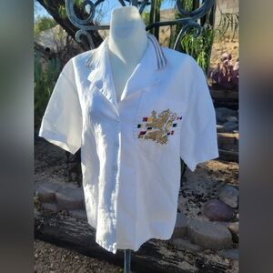 Vintage Shirt Embroidered Dragon Crest
